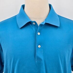 Peter Millar Polo Shirt Men's XL Solid Blue Golf Casual